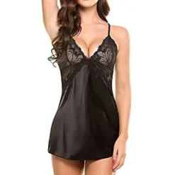 Women's Valentine Night Dress Sexy Lingerie Lace Babydoll Slips Nightwear Home Solid Colored Soft Sweet Light Blue Pink Strap Winter Home Outfits Date Night Outfit