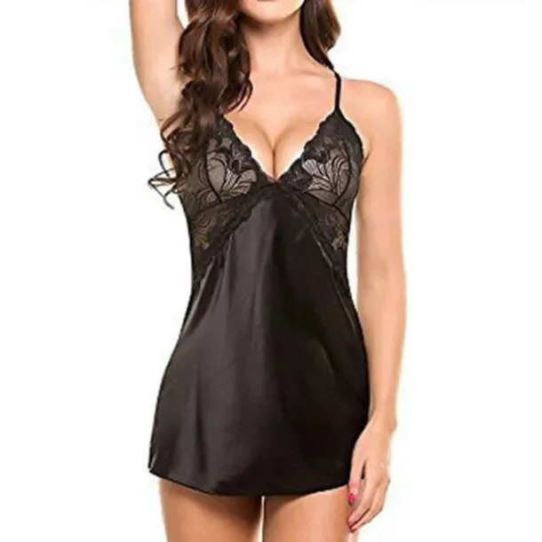 Women's Valentine Night Dress Sexy Lingerie Lace Babydoll Slips Nightwear Home Solid Colored Soft Sweet Light Blue Pink Strap Winter Home Outfits Date Night Outfit