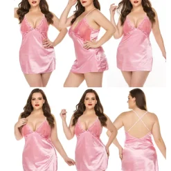 Women's Valentine Night Dress Sexy Lingerie Lace Babydoll Slips Nightwear Home Solid Colored Soft Sweet Light Blue Pink Strap Winter Home Outfits Date Night Outfit