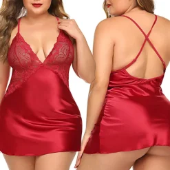 Women's Valentine Night Dress Sexy Lingerie Lace Babydoll Slips Nightwear Home Solid Colored Soft Sweet Light Blue Pink Strap Winter Home Outfits Date Night Outfit