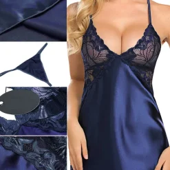 Women's Valentine Night Dress Sexy Lingerie Lace Babydoll Slips Nightwear Home Solid Colored Soft Sweet Light Blue Pink Strap Winter Home Outfits Date Night Outfit