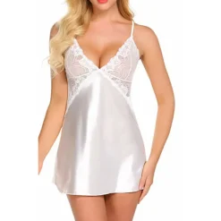 Women's Valentine Night Dress Sexy Lingerie Lace Babydoll Slips Nightwear Home Solid Colored Soft Sweet Light Blue Pink Strap Winter Home Outfits Date Night Outfit