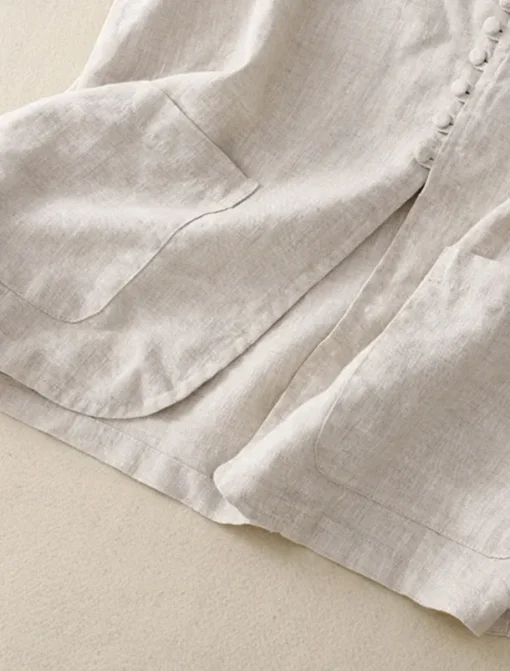 Women's Vest Comfortable Breathable Pocket Buttons Casual Plain Vacation Street Casual Daily Wear Single Breasted Short V Neck Regular Fit Sleeveless Outerwear White Khaki Beige Summer Spring