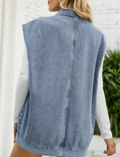 Women's Vest Outdoor Street Daily Wear Fall Winter Regular Coat Regular Fit Thermal Warm Breathable Stylish Casual Jacket Sleeveless Plain with Pockets Black Blue Khaki