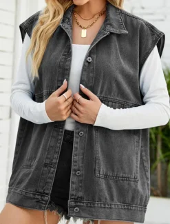 Women's Vest Outdoor Street Daily Wear Fall Winter Regular Coat Regular Fit Thermal Warm Breathable Stylish Casual Jacket Sleeveless Plain with Pockets Black Blue Khaki