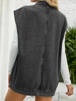 Women's Vest Outdoor Street Daily Wear Fall Winter Regular Coat Regular Fit Thermal Warm Breathable Stylish Casual Jacket Sleeveless Plain with Pockets Black Blue Khaki