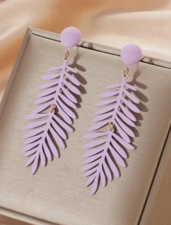 Women's Vibrant Green Leaf Drop Earrings - Acrylic Statement Jewelry, Lightweight Design