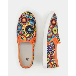 Women's Vibrant Mandala Print Slip-On Canvas Shoes – Casual and Comfortable Flats for Everyday Wear and Travel