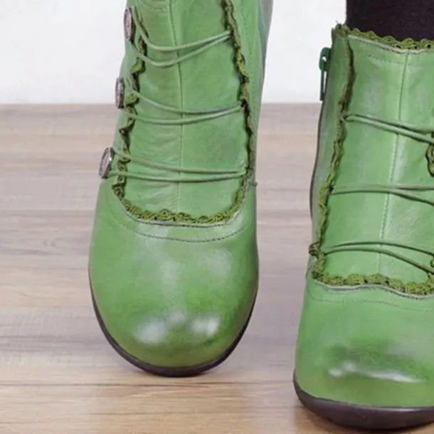 Women's Victorian Black Lace-Trimmed Button Ankle Boots - Perfect for Vintage Themed Events and Casual Elegance