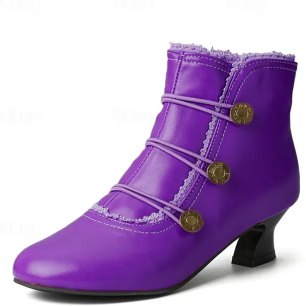 Women's Victorian Black Lace-Trimmed Button Ankle Boots - Perfect for Vintage Themed Events and Casual Elegance