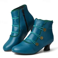 Women's Victorian Black Lace-Trimmed Button Ankle Boots - Perfect for Vintage Themed Events and Casual Elegance