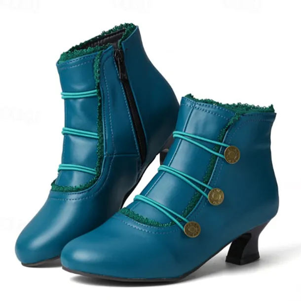 Women's Victorian Black Lace-Trimmed Button Ankle Boots - Perfect for Vintage Themed Events and Casual Elegance