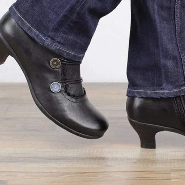 Women's Victorian Black Lace-Trimmed Button Ankle Boots - Perfect for Vintage Themed Events and Casual Elegance