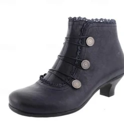 Women's Victorian Black Lace-Trimmed Button Ankle Boots - Perfect for Vintage Themed Events and Casual Elegance