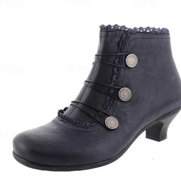 Women's Victorian Black Lace-Trimmed Button Ankle Boots - Perfect for Vintage Themed Events and Casual Elegance