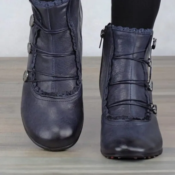 Women's Victorian Black Lace-Trimmed Button Ankle Boots - Perfect for Vintage Themed Events and Casual Elegance