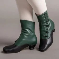 Women's Victorian Brown Leather Buttoned Ankle Boots - Ideal for Vintage Themed Events and Unique Everyday Style