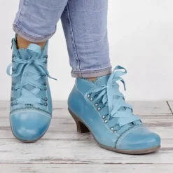 Women's Victorian Green Lace-Up Ankle Boots - Perfect for Vintage Themed Events and Unique Everyday Style