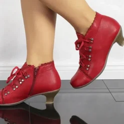 Women's Victorian Green Lace-Up Ankle Boots - Perfect for Vintage Themed Events and Unique Everyday Style