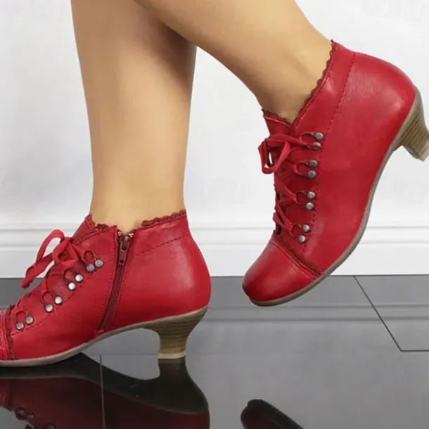 Women's Victorian Green Lace-Up Ankle Boots - Perfect for Vintage Themed Events and Unique Everyday Style