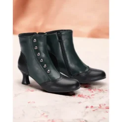 Women's Victorian-Style Buttoned Ankle Boots - Vintage-Inspired Footwear for Elegant Events and Everyday Wear