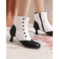 Women's Victorian-Style Buttoned Ankle Boots - Vintage-Inspired Footwear for Elegant Events and Everyday Wear