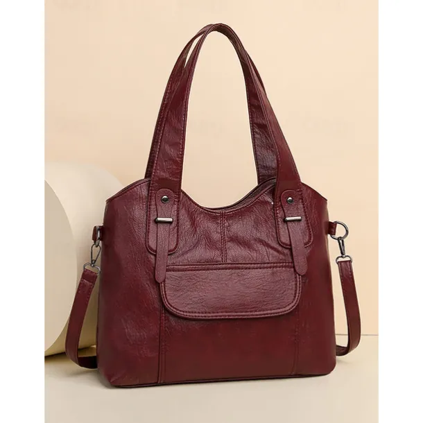 Women's Vintage Brown Faux Leather Tote Bag with Dual Handles and Adjustable Crossbody Strap – Spacious and Stylish for Everyday Use