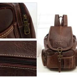 Women's Vintage Faux Leather Backpack with Multiple Pockets and Buckle Closure - Stylish and Functional for Everyday Use