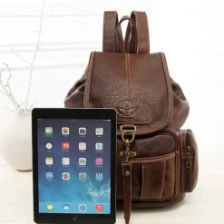 Women's Vintage Faux Leather Backpack with Multiple Pockets and Buckle Closure - Stylish and Functional for Everyday Use