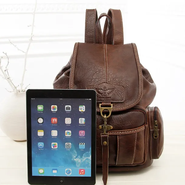 Women's Vintage Faux Leather Backpack with Multiple Pockets and Buckle Closure - Stylish and Functional for Everyday Use