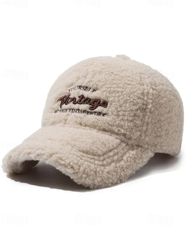 Women's Vintage Faux Sherpa Baseball Cap – Cozy Winter Hat for Stylish Casual Outdoor Wear