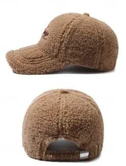 Women's Vintage Faux Sherpa Baseball Cap – Cozy Winter Hat for Stylish Casual Outdoor Wear