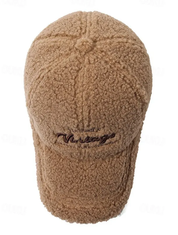 Women's Vintage Faux Sherpa Baseball Cap – Cozy Winter Hat for Stylish Casual Outdoor Wear