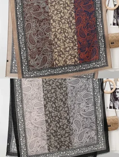Women's Vintage Paisley Print Oversized Scarf - Soft and Warm Shawl for Winter, Casual and Formal Wear