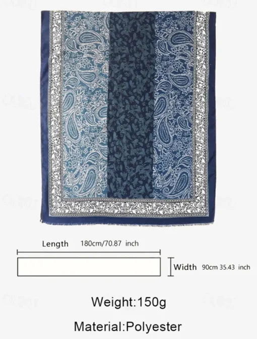 Women's Vintage Paisley Print Oversized Scarf - Soft and Warm Shawl for Winter, Casual and Formal Wear