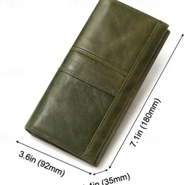 Women's Vintage Red Leather RFID-Blocking Wallet - Multi-Compartment Clutch with Card Slots, Coin Pocket, and ID Window for Everyday and Travel Use