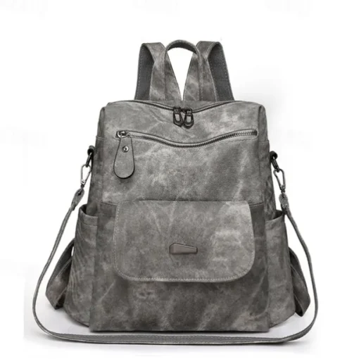 Women's Vintage Suede-Look Faux Leather Backpack Purse – Convertible Shoulder Bag with Front Flap Pocket for Work, Travel, or Daily Use