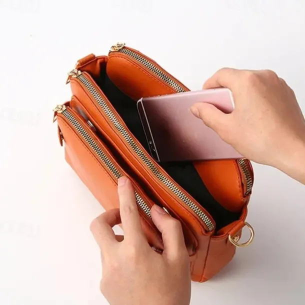 Women's Vintage Three-Layer Leather Crossbody Shoulder & Clutch Bag – Multi-Compartment Design for Casual, Work, and Travel Use