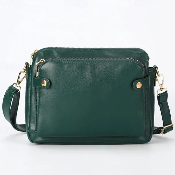 Women's Vintage Three-Layer Leather Crossbody Shoulder & Clutch Bag – Multi-Compartment Design for Casual, Work, and Travel Use