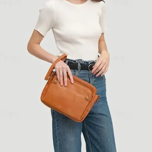 Women's Vintage Three-Layer Leather Crossbody Shoulder & Clutch Bag – Multi-Compartment Design for Casual, Work, and Travel Use
