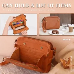 Women's Vintage Three-Layer Leather Crossbody Shoulder & Clutch Bag – Multi-Compartment Design for Casual, Work, and Travel Use