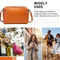 Women's Vintage Three-Layer Leather Crossbody Shoulder & Clutch Bag – Multi-Compartment Design for Casual, Work, and Travel Use