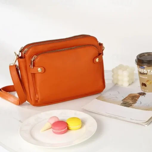 Women's Vintage Three-Layer Leather Crossbody Shoulder & Clutch Bag – Multi-Compartment Design for Casual, Work, and Travel Use