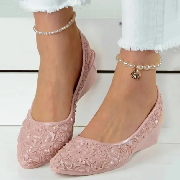 Women's Vintage-Style Floral Wedge Sandals – Comfortable Slip-On Shoes with 3D Rose Design for Casual Summer Outings