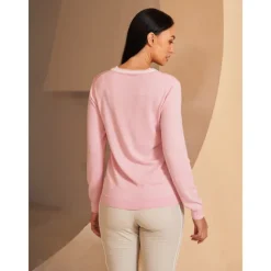 Women's V-neck Knitted Sweater Long Sleeve Top Winter Warm Sweater Ladies Golf Attire Clothes Outfits Wear Apparel