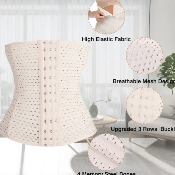 Women's Waist Trainer Shapewears Tummy Control Push Up Front Close Office Yoga Running Gym Plus Size Sport Breathable Solid Color Hook & Eye Home Outfits