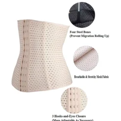 Women's Waist Trainer Shapewears Tummy Control Push Up Front Close Office Yoga Running Gym Plus Size Sport Breathable Solid Color Hook & Eye Home Outfits