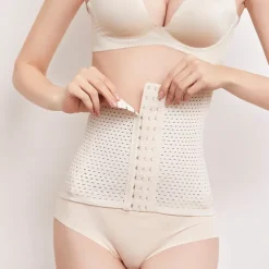 Women's Waist Trainer Shapewears Tummy Control Push Up Front Close Office Yoga Running Gym Plus Size Sport Breathable Solid Color Hook & Eye Home Outfits