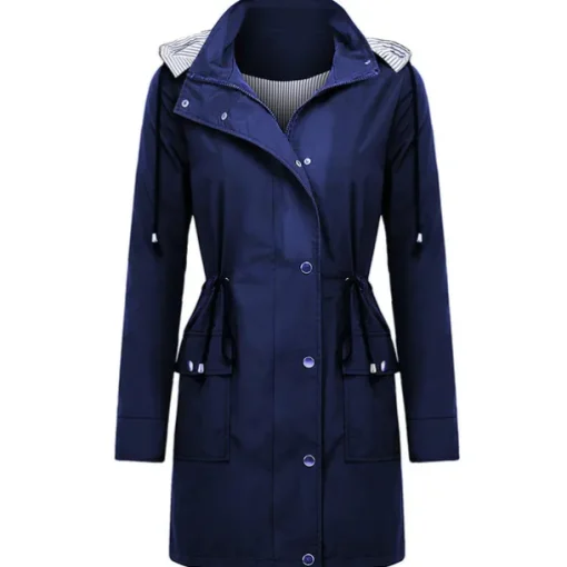 Women's Waterproof Hiking Jacket Rain Jacket Winter Outdoor Trench Raincoat with Hood Thermal Warm Windproof Lightweight Outerwear Trench Coat Top Fishing Climbing Running Blue Green Black