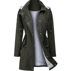 Women's Waterproof Hiking Jacket Rain Jacket Winter Outdoor Trench Raincoat with Hood Thermal Warm Windproof Lightweight Outerwear Trench Coat Top Fishing Climbing Running Blue Green Black